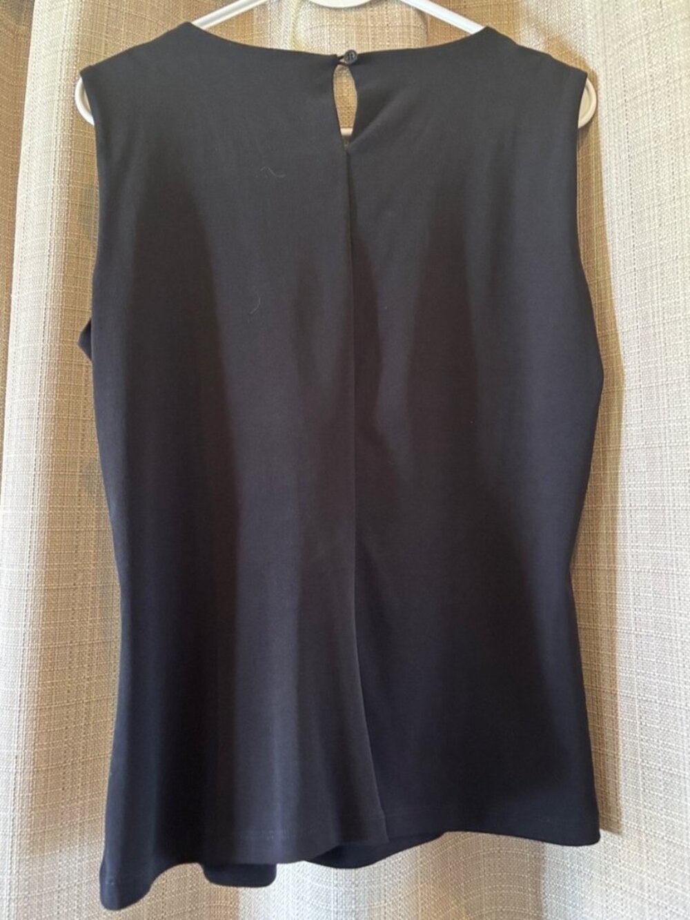 Black Sleeveless Pleated Neck Blouse - Picture 2 of 2